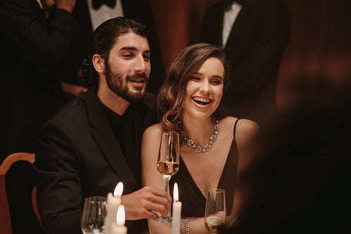 Beautiful couple at gala dinner party
