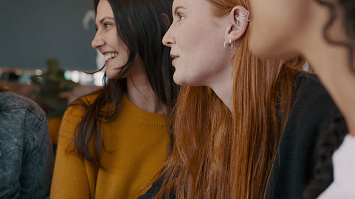 Group of friends hanging out at a cafe