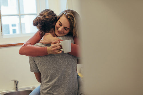 Couple in romantic mood at home