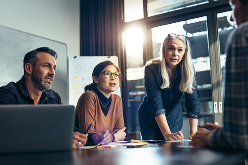Business team brainstorming in conference room