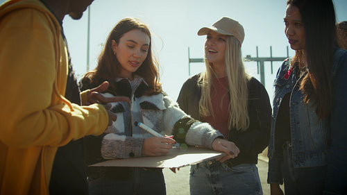 Youth preparing for a protest