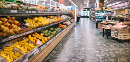 Produce aisle in supermarket