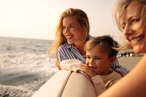 Luxury ocean adventure: Happy family sharing on a sunny day