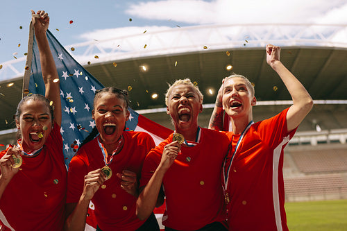 American women soccer team winning a championship