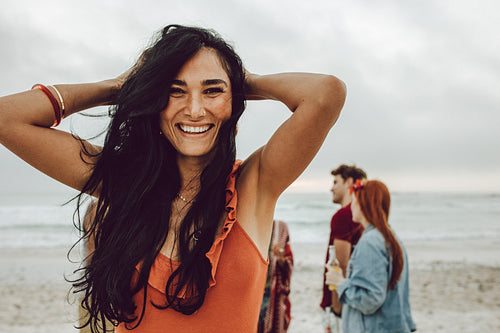 Beautiful young woman on the beach