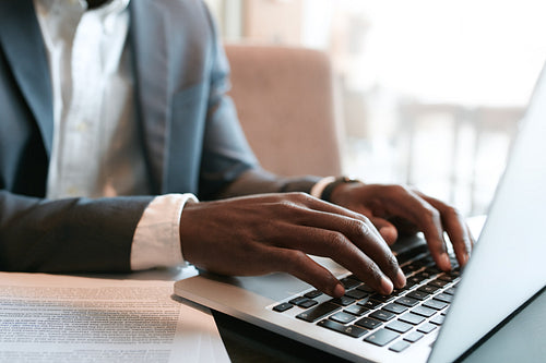 Businessman working on laptop 