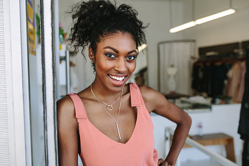 Woman entrepreneur in her fashion boutique