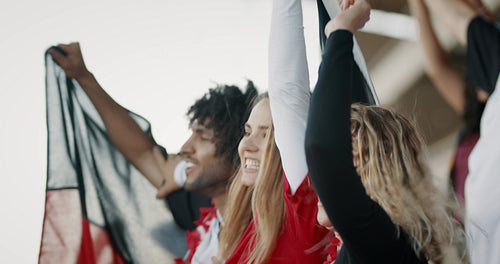 Excited german soccer fans in stadium