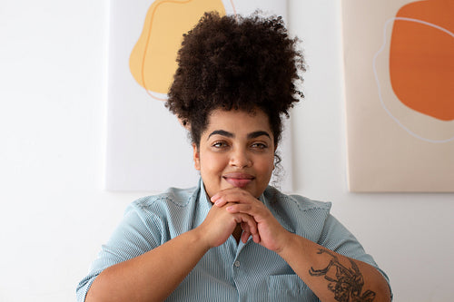 Businesswoman sitting at home office