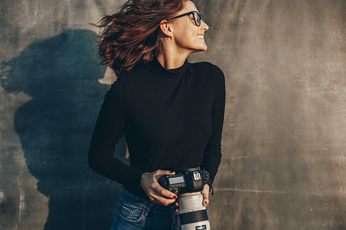 Beautiful female photographer