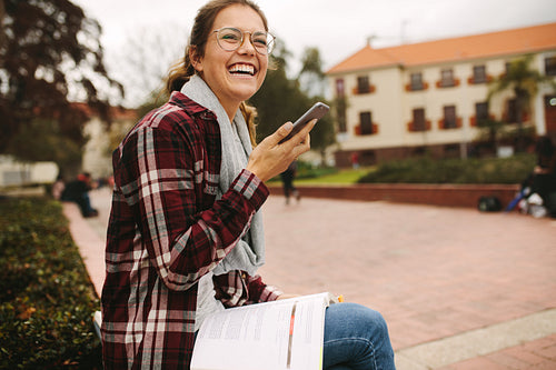 Student talking on the phone at campus