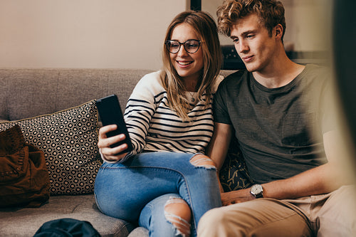 Two college students taking selfie