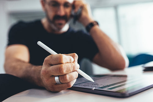 Businessman busy working in office