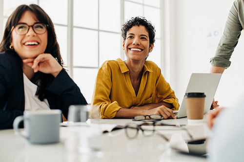 Team meeting in a boardroom