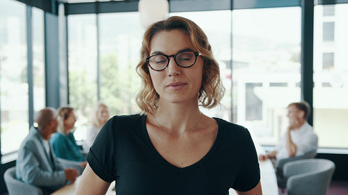 Woman entrepreneur smiling confidently