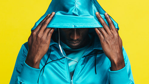 Unrecognizable man in hoodie