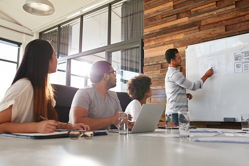 Businessman giving creative presentation to his colleagues