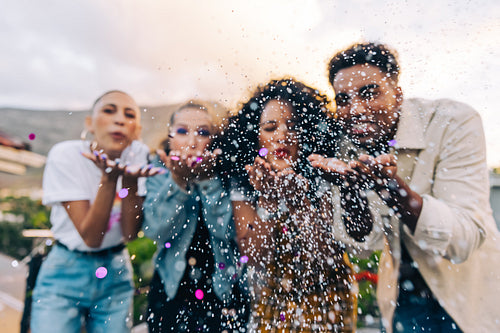 Confetti celebrations on the rooftop