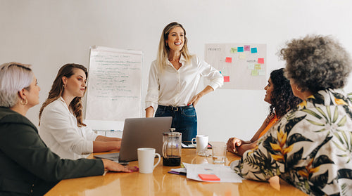 Multicultural businesswomen having a meeting in a boardroom
