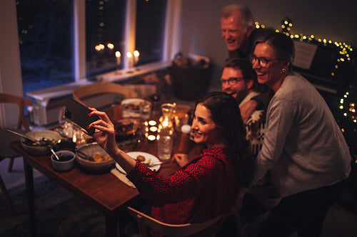 Family taking selfie for Christmas