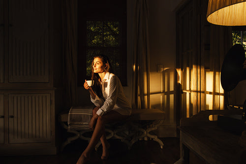 Enjoying a soothing cup of coffee