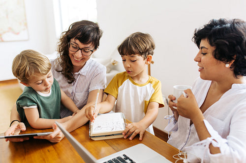 Happy LGBT family at home