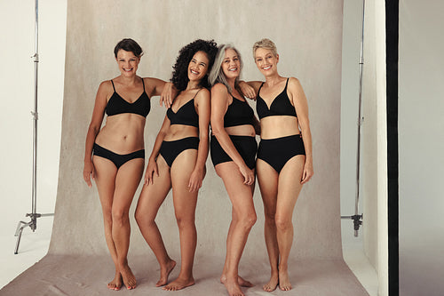 Beautiful diverse women in their natural bodies