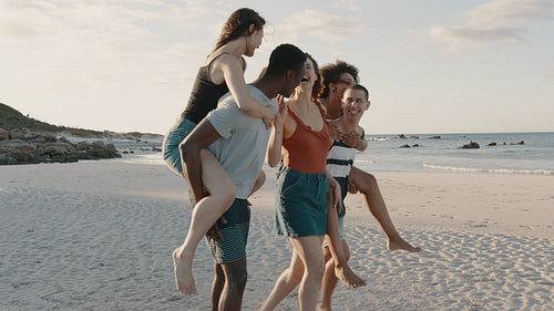 Group of friends enjoying beach holidays