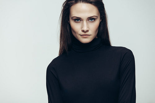 Female model with intense look 