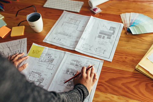 Architect working at her desk