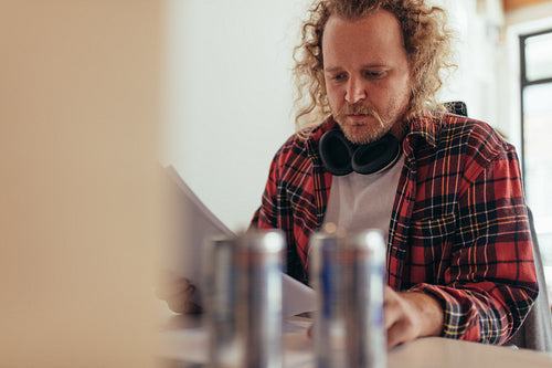 Man reading some documents in office