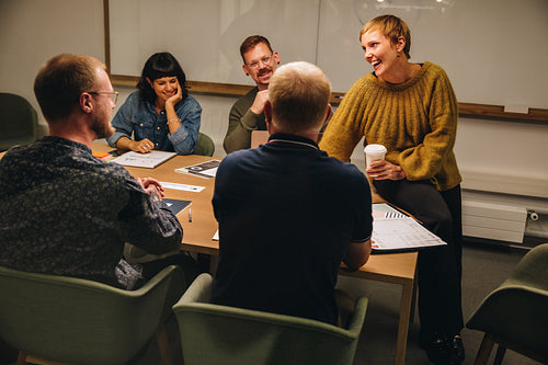 Business team having meeting in office boardroom