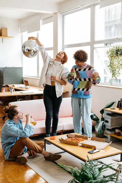 Freelance colleagues enjoying a break in a co-working space