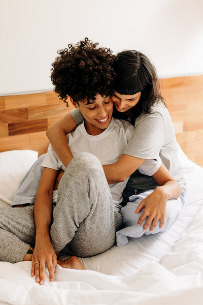 Lesbian couple bonding at home