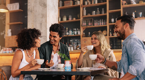 Young people sitting at a coffee shop