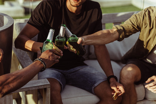 Friends having a party outside