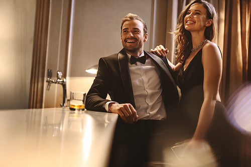 Beautiful young couple at night club