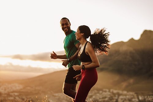Couple enjoying running together