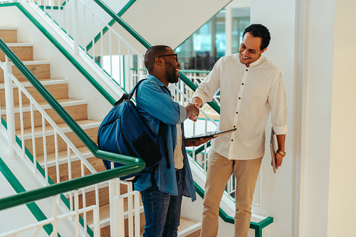 Handshake between two businessmen after a successful interview