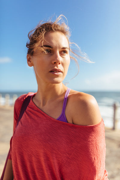 Fitness woman looking away