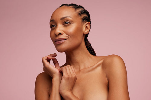 Woman with clean and clear skin