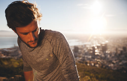 Athlete relaxing after morning run