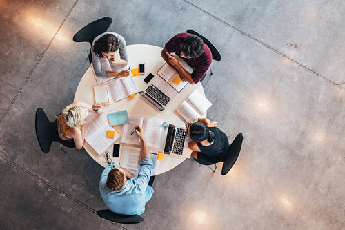 University students studying for academic assignment