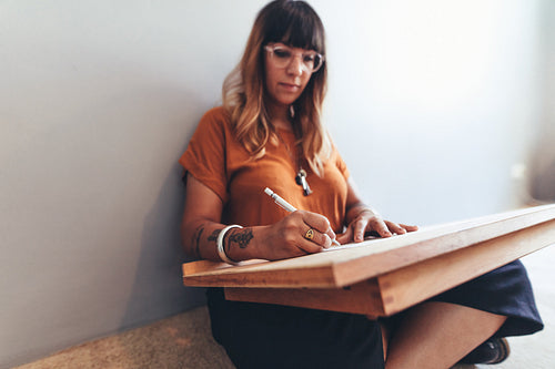 Freelance illustrator working from home