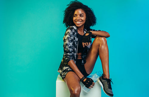 Fitness woman resting after workout