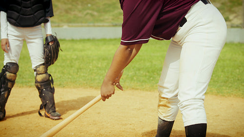 Batter prepares to hit during a baseball game