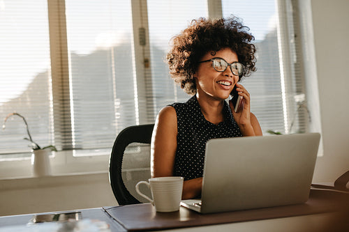 Woman working at startup office