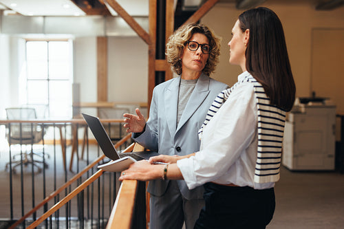 Professional business women having a discussion in a startup