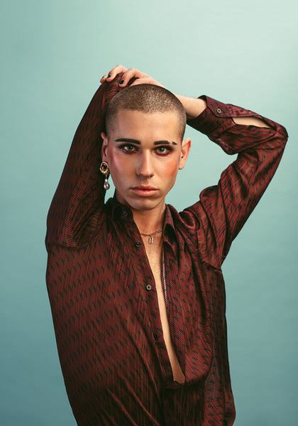 Transgender man with makeup