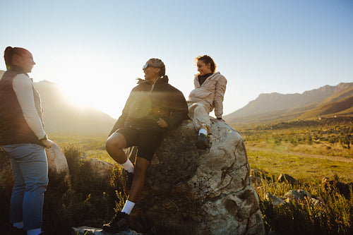 Friends sharing a scenic outdoor adventure